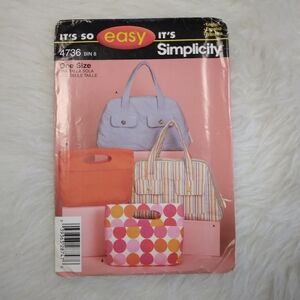 SIMPLICITY 4736 EASY Zipper Bag And Small Stylish Tote.